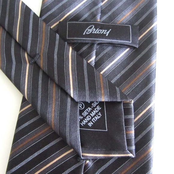 BRIONI multicolor stripe neck tie 100% silk Italy - Picture 4 of 4